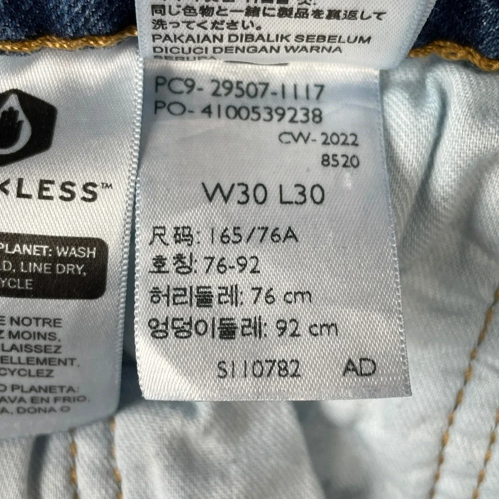 Levi's Jeans Mens 30x30 Blue 502 Regular Taper Distressed Stretch 29507-1117